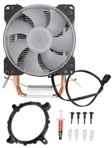 CPU Air Cooler with 90mm RGB Fan, 2 Copper Heat Pipes, 48CFM 1800RPM Quiet Cooling for Intel LGA115X LGA1200 AM4 AM3+ FM2+ Desktop Computer CPU Radiator