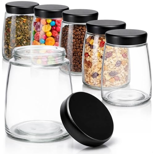 com-four® 6x Vorratsglas mit Deckel, Aufbewahrungsglas für Kaffee, Tee | Müsli und Gebäck - Vorratsdose aus Glas mit je 1000 ml