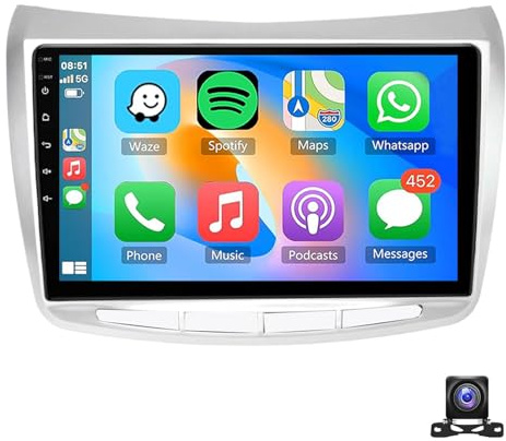 Autoradio Android 15 Per Lancia Delta 2008-2014 Con CarPlay Wireless Android Auto Schermo Touchscreen Da 9 Pollici WiFi GPS Mirror Link Bluetooth EQ FM RDS SWC Telecamera Posteriore(Size:M100,Color:A)