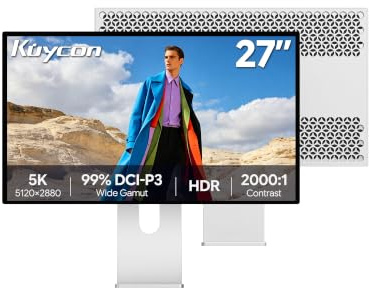 Kuycon G27P Monitor 27 pollici 5K 5120x2880,Honeycomb - con supporto | schermo 2000:1 IPS 600 nit 75Hz 10 bit 99% DCI-P3 USB-C 100W ricarica veloce AltMode DP per design video foto programmazione