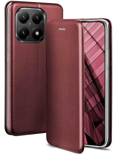 ONEFLOW Business Case für Xiaomi 15T Handyhülle klappbar mit Standfunktion, Klapphülle Flipcase Cover Dünn, PU Leder Hülle mit Kartenfach, 360 Grad Schutzhülle, Weinrot