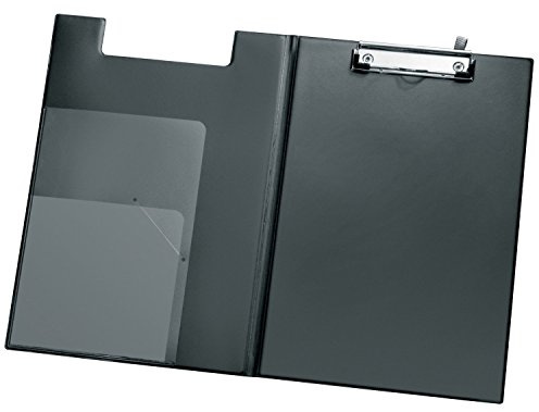 VELOFLEX - Clipboard Komfort DIN A4 aus PVC-Folie, Schwarz | Metallklammer mit 10 cm Klemmweite, Klarsichttaschen, für ca. 100 Blatt 80 g Papier, Stifthalterung
