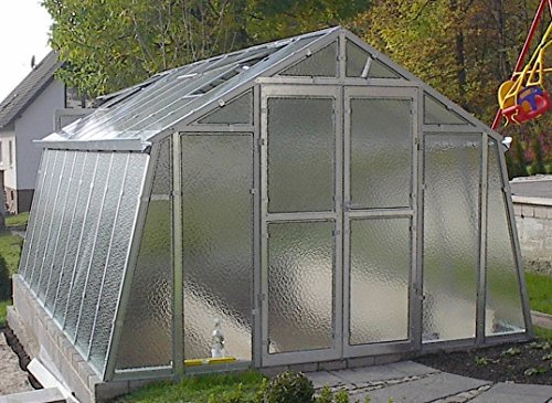 Gewächshaus Landhaus aus feuerverzinkten Stahlblechprofilen und Nörpelglas, Breite 3,03 m x Länge 3,03 m = 9 m²
