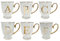 Bombay Duck Alphabet Spotty Metallic Mug Letter Z Gold with Aqua Spots, Bone China, White, 1 Count (Pack of 1)