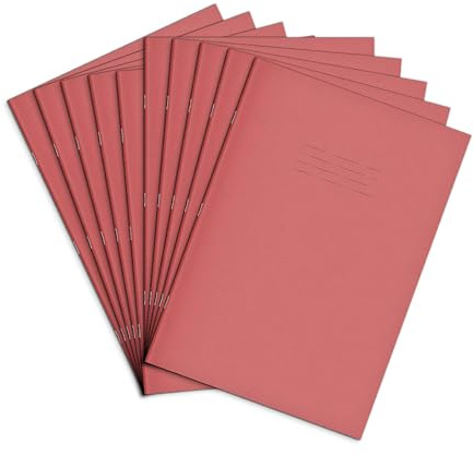 Rhino A4 Exercise Books, 80-Page/Blank Paper Notebook, 10-Pack, Office & School Stationery Supplies, Pink