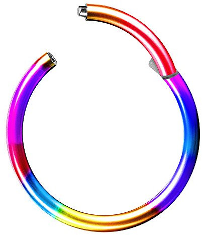 Piercingfaktor Universal Titan G23 Piercing Scharnier Clicker Ring Septum für Tragus Helix Ohr Nase Lippe Brust Intim Nippel Augenbrauen Rainbow 1,2mm x 10mm