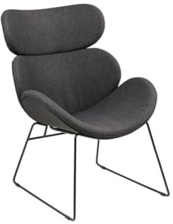 AC Design Furniture Carlee Loungestuhl, B: 69 x H: 90,5 x T: 78,5 cm, Grau/Schwarz, Stoff/Metall, 1 Stk.