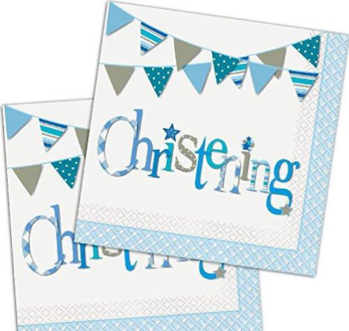 Boy'S Blue Baby Bunting Christening Party Plates Cups Napkins Tableware Listing