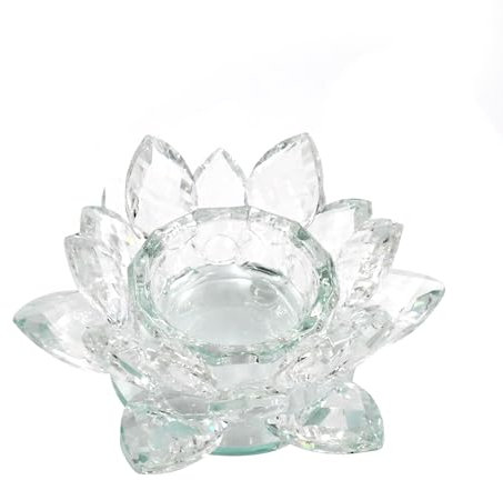 Wankd Portacandele in Cristallo di Loto - Vetro, Supporto Tealight, Candela di Fiore