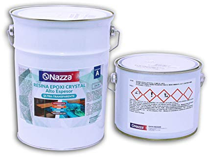 Resina Epoxi Cristal Alto Grosor con Filtro UV - 10 centímetros de grosor en 1 sólo vertido con la máxima transparencia - Resina Epoxi Transparente ideal para Mesas de Resina - 7 Kg (A+B)