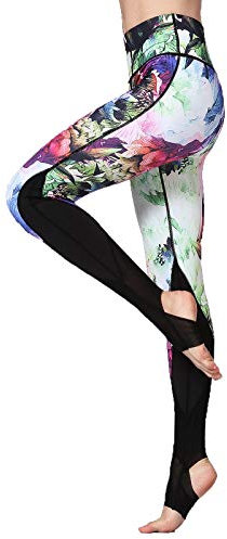 FLYILY Schöne Printed Sport Leggings Damen Sporthose Fitnesshose Yoga Leggings Sporthosen für Damen(Z-ColorFlower,S)
