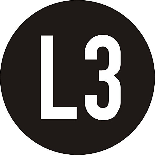 TE-Office 50 Stück Leiterkennzeichen Piktogramm Wechselstromnetz L3 Aufkleber Etiketten Bogen Polyesterfolie 20 mm Schwarz