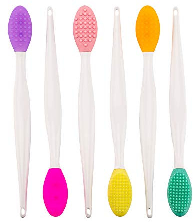 LUTER 6-tlg. Silikon Peeling Lippen Pinsel Doppelseitiges Beauty-Tool Lippenbürste zur Sanften Reinigung von Haut und Lippen