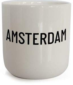 PLTY - Tazza senza manico – Porcellana bianca smaltata a mano – Alta qualità Bone China – Coffee Mug – Amsterdam – Cities