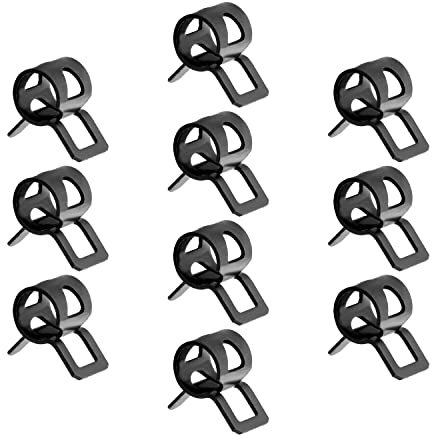 MroMax 20 Stück 10 mm ID Federband-Schlauchschellen, schwarze Schlauchschellen, passend für Kraftstoffleitung, Silikon-Vakuumschlauch, Luftschlauch und Wasserleitung, Buchse, Auto-Ersatzbefestigung