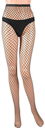 SATINIOR Frauen Fischnetz Kreuz Mesh Strümpfe Netzstrumpfhose Netzstrümpfe (Schwarz)