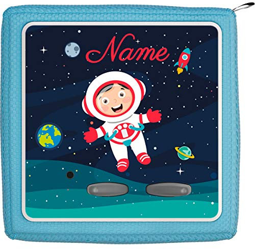 Coverlounge® Schutzfolie passend für die Toniebox mit Namen personalisiert | Kind als Astronaut im Weltall