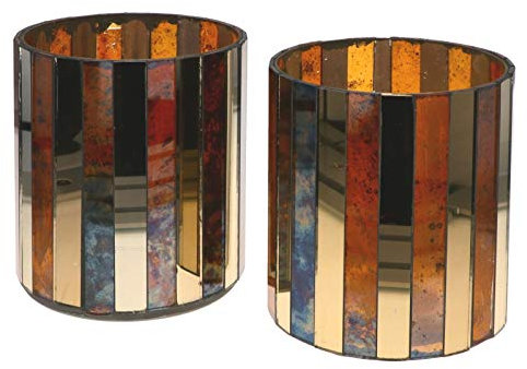 Wuona Objects Nona RAJA 2966-9x10cm - 2er Set - Mosaik Teelichtglas Teelichtgläser Kerzenglas Kerzengläser Mosaikglas orientalisch Vintage