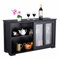 RELAX4LIFE Sideboard mit 2 Schiebetüren aus Glas, Anrichte für Wohnzimmer & Flur & Büro & Küche, Flurschrank mit höhenverstellbarem Einlegeboden, Küchenschrank aus Holz (Schwarz)