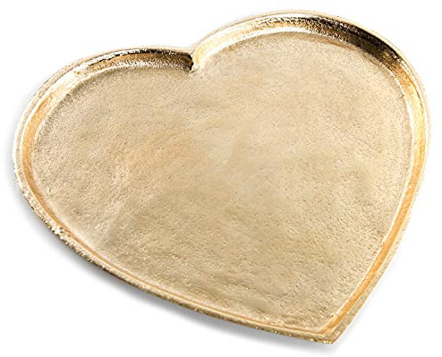 Logbuch-Verlag Herz Schale Gold Tablett Metall 27 cm Herzteller Hochzeit Liebe Geschenk Kerzenteller für Paare