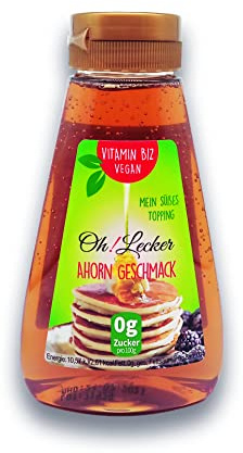 Oh! Lecker Stevia* Sirup mit Ahorn-Geschmack, Vitamin B12, 265g, Zuckerfrei, Fettfrei, Salzfrei, Vegan