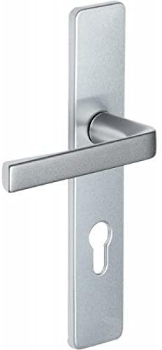 Vachette Set de Poignée de Porte sur Plaque KAZA - Version à Condamnation pour Porte de WC et Salle de Bain - Entraxe 195 mm - Matériau Aluminium Résistant - Garantie 10 Ans - Finition Anodinox