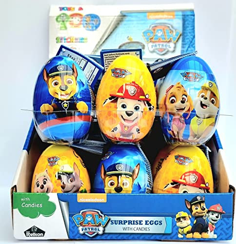 Paw Patrol Überraschungseier aus Kunststoff, Multipack mit Jelly Beans, Aufklebern und Spielzeug, 24 Ü-eier (24 x 10 g)