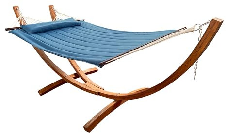 AXI Hawaï Hängematte für 2 Personen mit Gestell aus Holz | Outdoor Hängematten-Set mit Holzgestell & XXL Hängematte in Blau