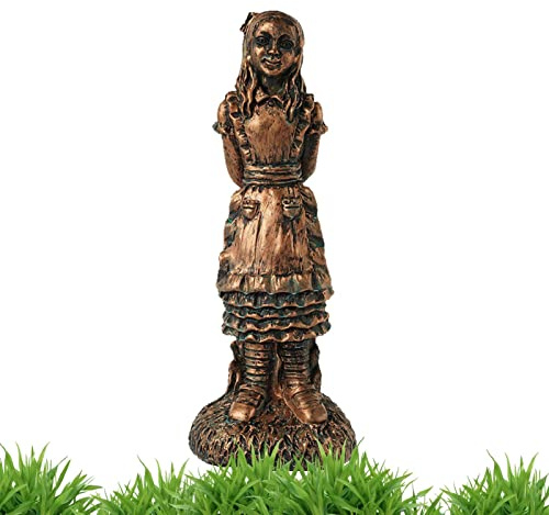 sadfd Wunderland Garten Deko, Harz Dekoration, Skulptur Aus Harz, Alice Figur, Spielset, Verrückter Hut-Macher, Weißes Kaninchen, Grinsekatze Und Raupe, Alice:25 * 10 cm / 9,8 3,9 Zoll