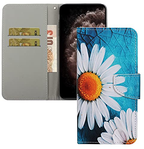 LEMAXELERS For iPhone 6S / iPhone 6 Phone Case iPhone 6S Cover,PU Leather Flip Wallet Case Shockproof Shell with Magnetic Stand Card Slot Case for iPhone 6S,XC2 White Daisy