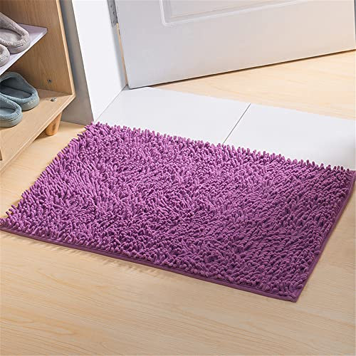 Odot Chenille Badematte, Super Saugfähiger WeicherBad-Teppiche Anti-Rutsch Bequeme Waschbarer Badteppich Flauschiger Badezimmerteppich in Shaggy-Optik (Violett,40x60cm)