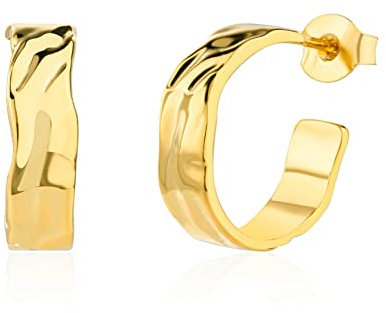 Brandlinger ® Ohrringe Silber 925. Creolen mit Struktur. Schmuck Damen vergoldet mit 18 Karat (Silber und Gold) für Frauen und Mädchen. Durchmesser der Creolen 16mm