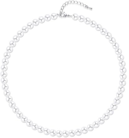Aleasha Perlenkette Damen weiße perlenkette Kurze perlenkette mit 8mm Hochzeit Bräute Schmuck