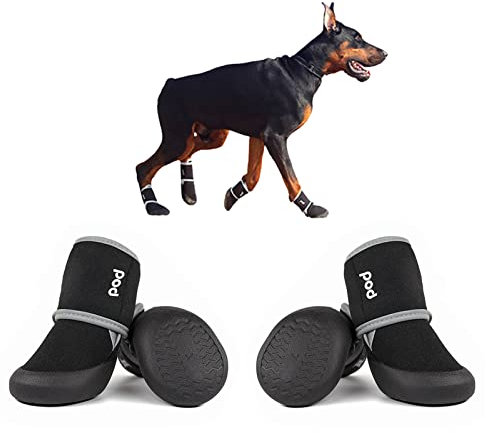 Avaner Hundeschuhe Pfotenschutz Hund wasserdichte Hunde Schuhe Anti Rutsch Sohle Outdoor Hundestiefel mit Reflektierenden Riemen für Kleine Hunde, Größe S