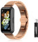 LanQii Cinturino Compatibile con Huawei Band 7, Acciaio Inossidabile Metallo Braccialetto Cinturino di Ricambio per Huawei Band 7 -Oro rosa