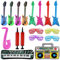 17 Stück Aufblasbare Instrumente Buntes Aufblasbare Gitarre Saxophon Aufblasbares Klavier Aufblasbarer Baß Aufblasbares Radio Gläser + Luftpumpe für Feiern Karneval