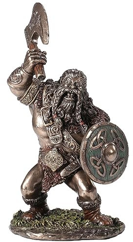 Veronese Design Figurine de collection en résine coulée à froid avec hache et bouclier de guerrier viking de 19,5 cm