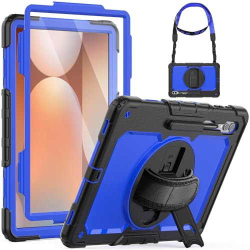 SEYMCY Funda para Samsung Galaxy Tab S10/S9/S8 Ultra de 14.6 pulgadas 2024/2023, cuerpo completo a prueba de golpes, con protector de pantalla, correa de mano giratoria y soporte, correa de hombro