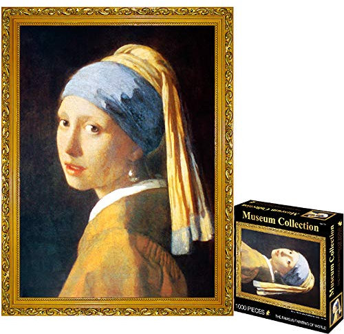 TINYOUTH 1000 Pieces Puzzle for Adults, 《Girl with a Pearl Earring》Museum Collection Jigsaw, 50x70CM 2mm Thick Famous Oil Painting Puzzle, Stress Reliever Staycation Kill time for Adults Kids 14+