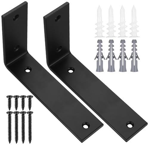 Regalwinkel Schwarz, 90 Grad Regalhalterung Winkel aus hochwertigem Eisen, Vielseitige Metallwinkel für Holzregale und Hölzern Möbel, 2 Stück Regalträger Schwarz (150X100X38MM)