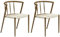 HOMCOM Pack de 2 Sillas de Comedor con Asiento de Cuerda de Papel Sillas de Cocina Apilables Estilo Moderno Carga 120 kg 51x51x71 cm Roble y Crema