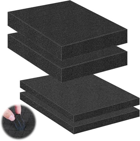 4 Pcs Pick and Pluck Foam Sheets 2 Size Polyurethane Pick Apart Foam Inserts Pads with Bottom Use for Camera, Interlocking Case, Tool Box, Storage Drawer (2P 12 x 12 x 0.4, 2P 12 x 12 x 2)