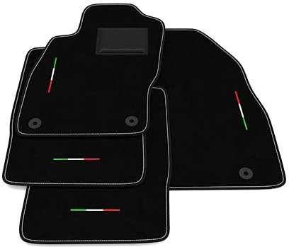 Fußmatten kompatibel mit Opel Corsa D 2006-2014, Stickerei Italien Flagge, maßgeschneiderte Automatten Set, Teppich Teppich Set