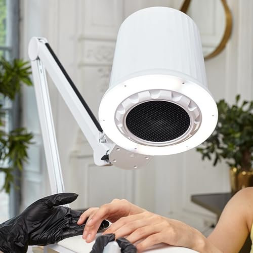 Roboraty Extractor de polvo de uñas profesional con luz LED ajustable y velocidad del viento, aspiradora de uñas de gran capacidad con filtro reutilizable, succión superior, bajo nivel de ruido