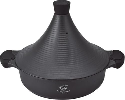 Royal Swiss Tajine de Cuisson 28cm en Aluminium Convient pour Induction Couleur Noir
