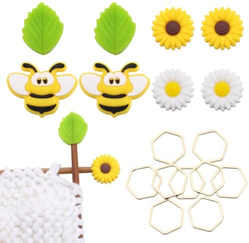 SUNNYCLUE 1 Box 18Pcs Knitting Needle Stoppers Needle Point Protecters Knitting Markers Silicone Focal Beads Soft Rubber Needle Tip Covers Knit Needle Protector End Caps for Knitting Quilting Crafts