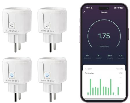 DatenROCK Smart Life Steckdose, Smart Home-kompatibel mit Alexa & Google，WLAN Stromzähler Steckdose mit Verbrauchsmessung, Zeitschaltuhr Steckdose mit Fernbedienung, Stromverbrauchsmessung (4)