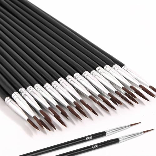 30Pcs Micro Paint Brushes Set with Protective Sleeve, Detail Paint Brushes #000 Fine Line Brushes Set for Watercolor, Acrylic, Crafts, Models