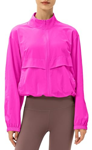 Locachy Women's Lightweight Zip Up Athletic Jacket Stand Collar Windproof Sun Protection Workout Outdoor Jacket