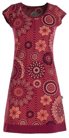 Vishes kurzärmliges Damen-Kleid I Größe 34-48 I Handgefertigt aus 100% Baumwolle I Kleid mit Mandalas I Ideal für Sommer I Nachhaltige Alternative Bekleidung